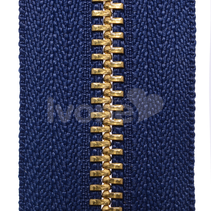 ZIPER Nº6 METAL COR MARINHO COM DENTE DOURADO 10 METROS