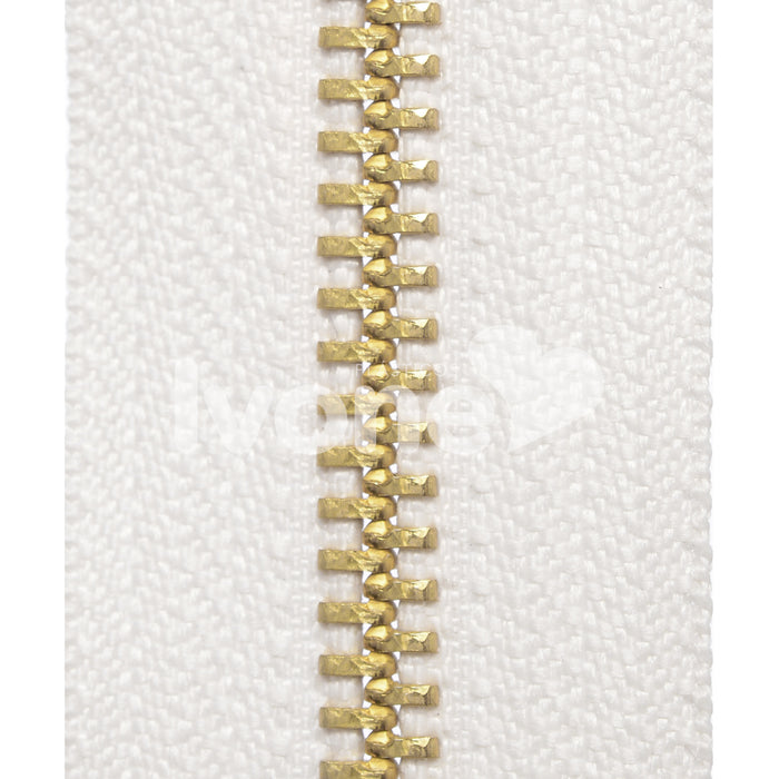 ZIPER Nº6 METAL COR MARFIM COM DENTE DOURADO 10 METROS