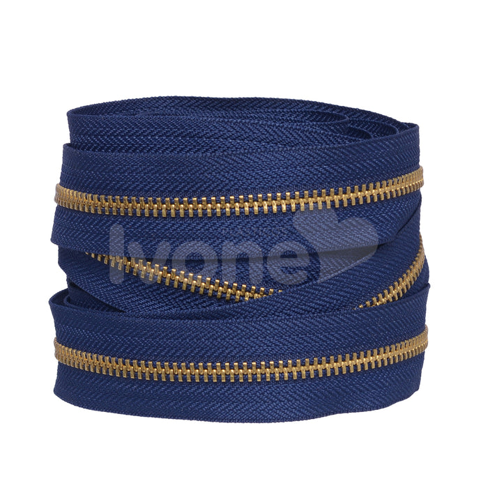 ZIPER Nº6 METAL COR MARINHO COM DENTE DOURADO 10 METROS