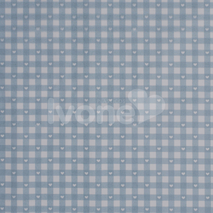 NYLON 190T COLECAO LOVELY FERNANDA GAMA XADREZ COM CORACAO AZUL BEBE