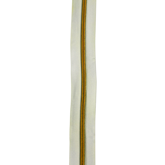 ZIPER Nº6 POLIESTER COR BRANCO/DOURADO 10 METROS
