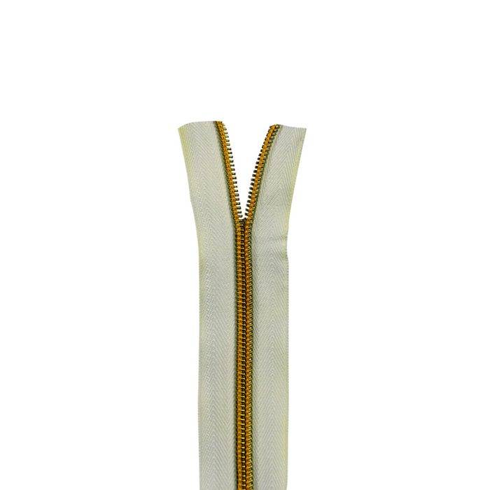 ZIPER Nº6 POLIESTER COR BRANCO/DOURADO 10 METROS