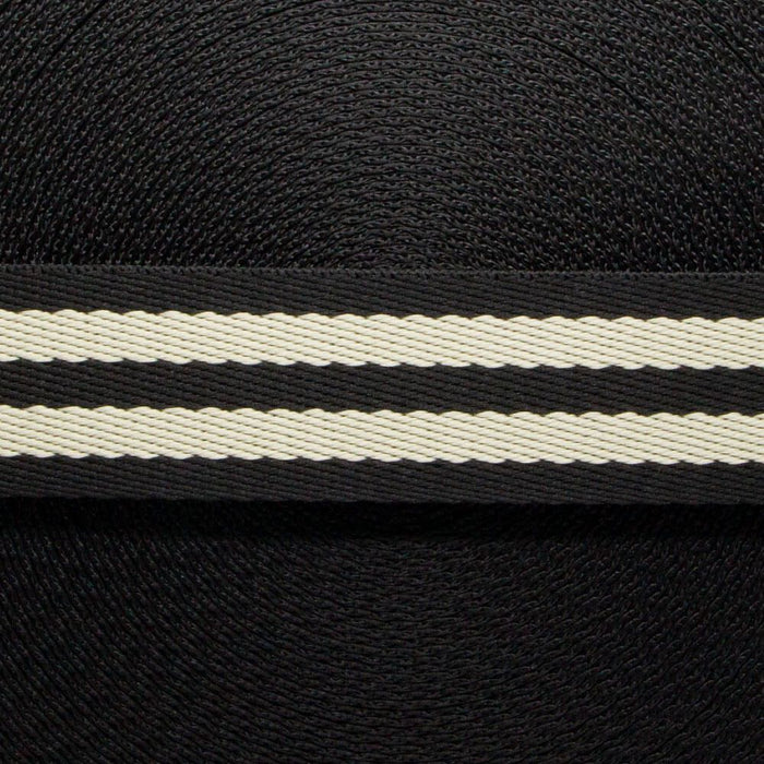 FITA LISTRAS 30MM COR PRETO/MARFIM 1 METRO