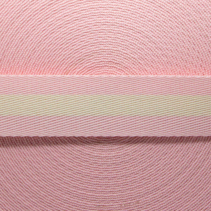 FITA LISTRAS 30MM COR ROSA BEBE/CREME 1 METRO