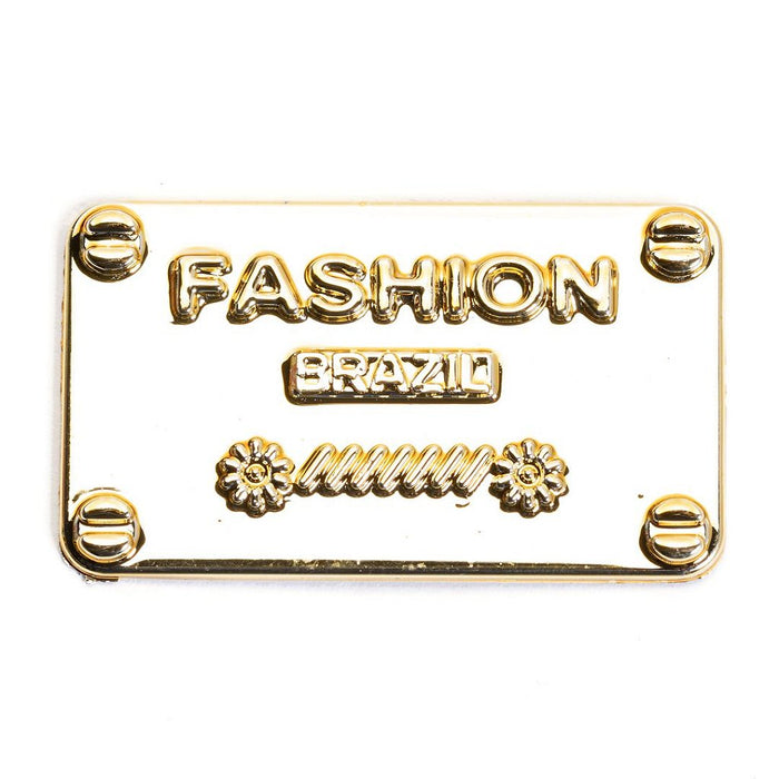 PLACA ABS FASHION 50X30MM COR DOURADO PACOTE COM 10 PEÇAS