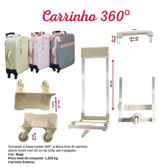 CARRINHO 360 GRAUS (50CM) RODINHA 18,5CM COR BEGE
