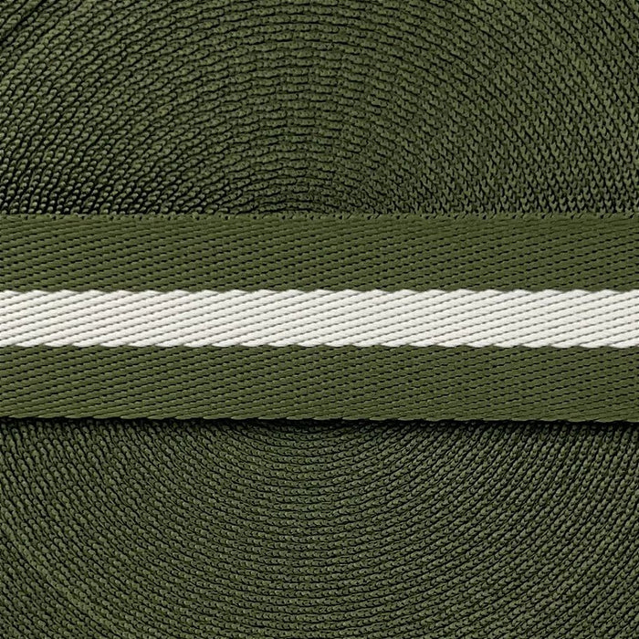 FITA LISTRAS 40MM COR VERDE OLIVA/CREME 1 METRO