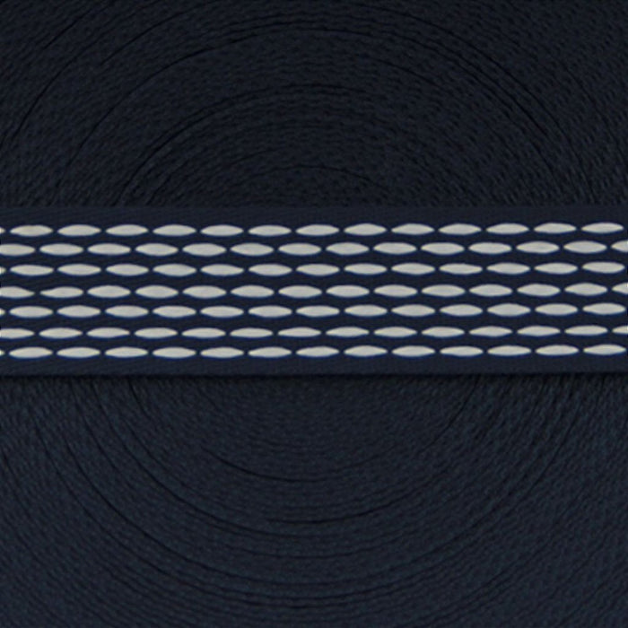 FITA ARTESANAL 40MM COR MARINHO/BRANCO 1 METRO