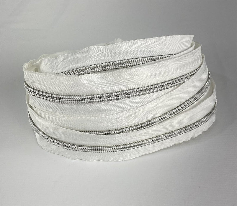 ZIPER Nº6 POLIESTER COR BRANCO/PRATA 10 METROS