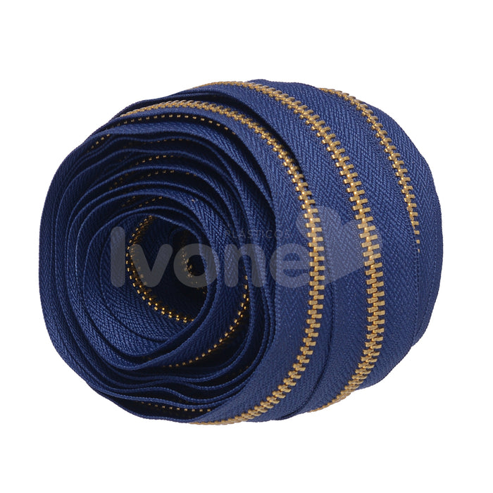 ZIPER Nº6 METAL COR MARINHO COM DENTE DOURADO 10 METROS