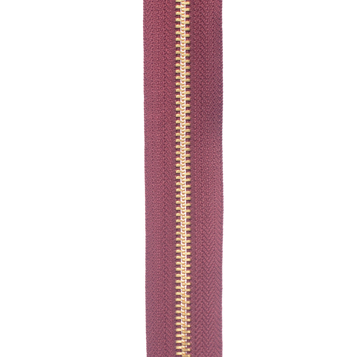 ZIPER Nº6 METAL COR BORDO COM DENTE DOURADO 10 METROS
