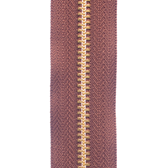 ZIPER Nº6 METAL COR CAFE COM DENTE DOURADO 10 METROS