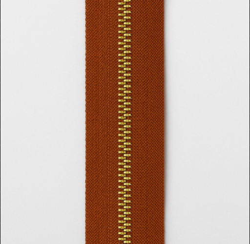 ZIPER Nº6 METAL COR CARAMELO COM DENTE DOURADO 10 METROS