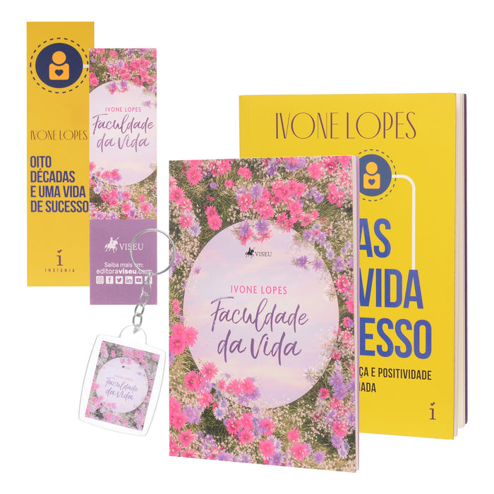 KIT LIVROS OITO DECADAS E UMA VIDA DE SUCESSO + FACULDADE DA VIDA E CHAVEIRO