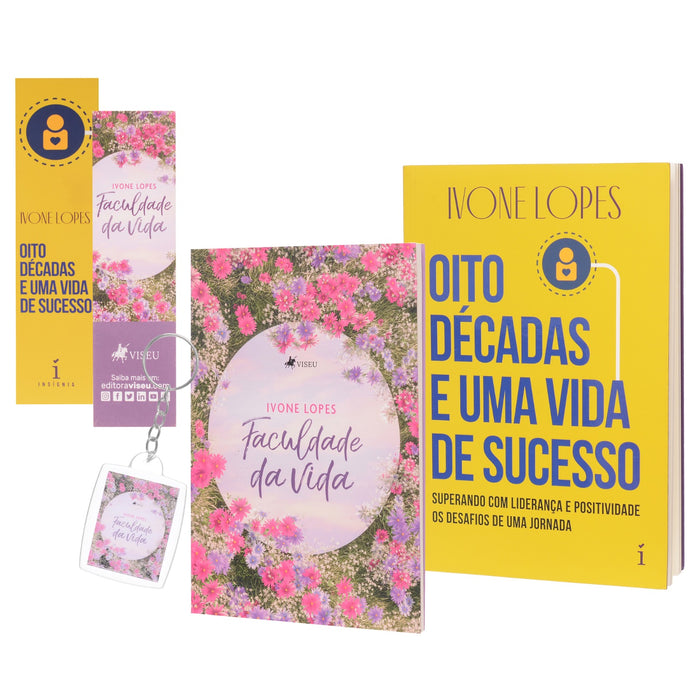 KIT LIVROS OITO DECADAS E UMA VIDA DE SUCESSO + FACULDADE DA VIDA E CHAVEIRO