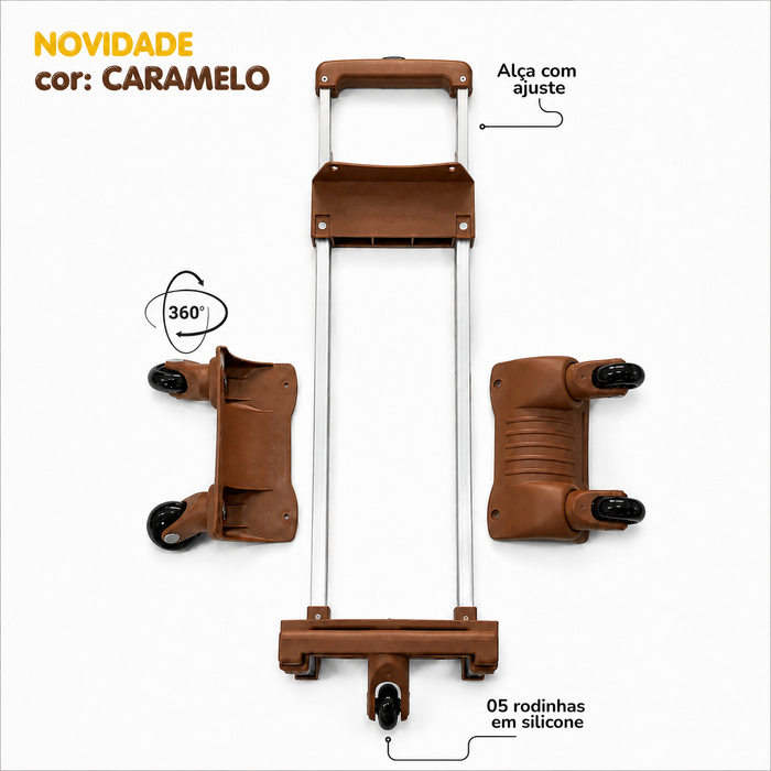 CARRINHO 360 GRAUS (50CM) RODINHA 18,5CM COR CARAMELO