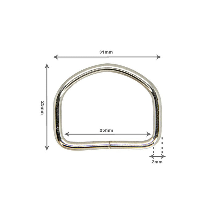 MEIA ARGOLA 25MM ARAME 2,7MM NIQUELADO 10 PEÇAS