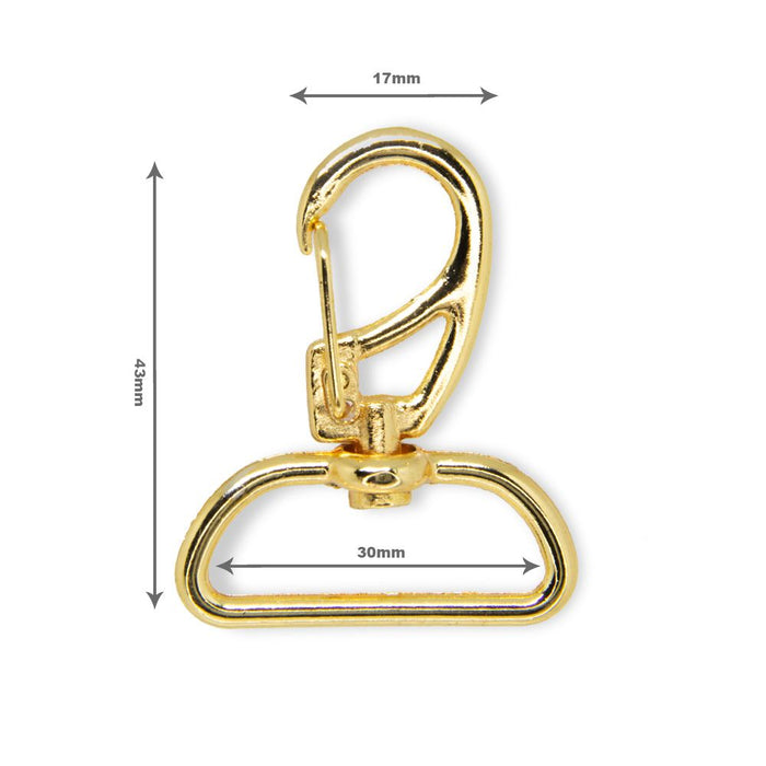 MOSQUETAO ZAMAK 1166/30MM VERNIZ CATAFORÉTICO DOURADO 10 PEÇAS