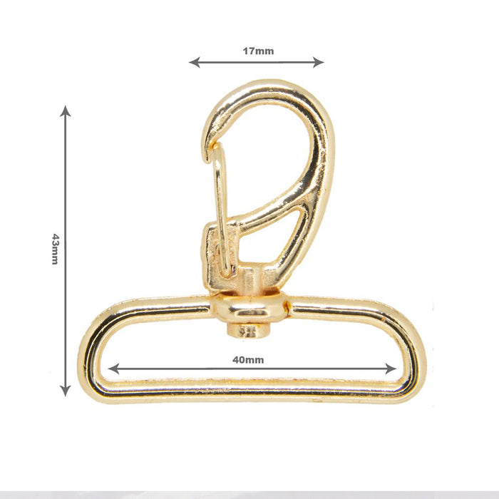 MOSQUETAO ZAMAK 1166/40MM VERNIZ CATAFORÉTICO DOURADO 10 PEÇAS