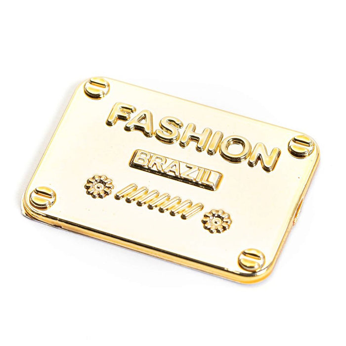 PLACA ABS FASHION 35X25MM COR DOURADO PACOTE COM 10 PEÇAS