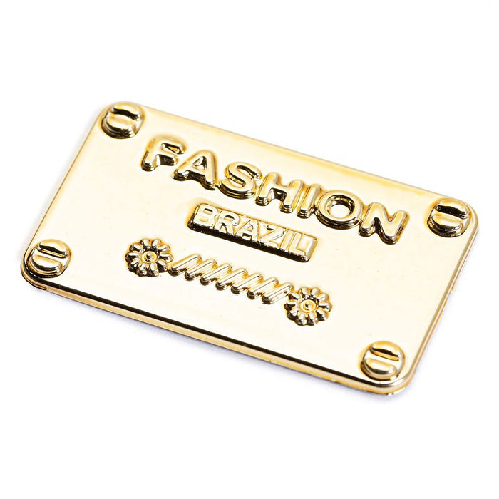 PLACA ABS FASHION 50X30MM  COR DOURADO PACOTE COM 10 PEÇAS