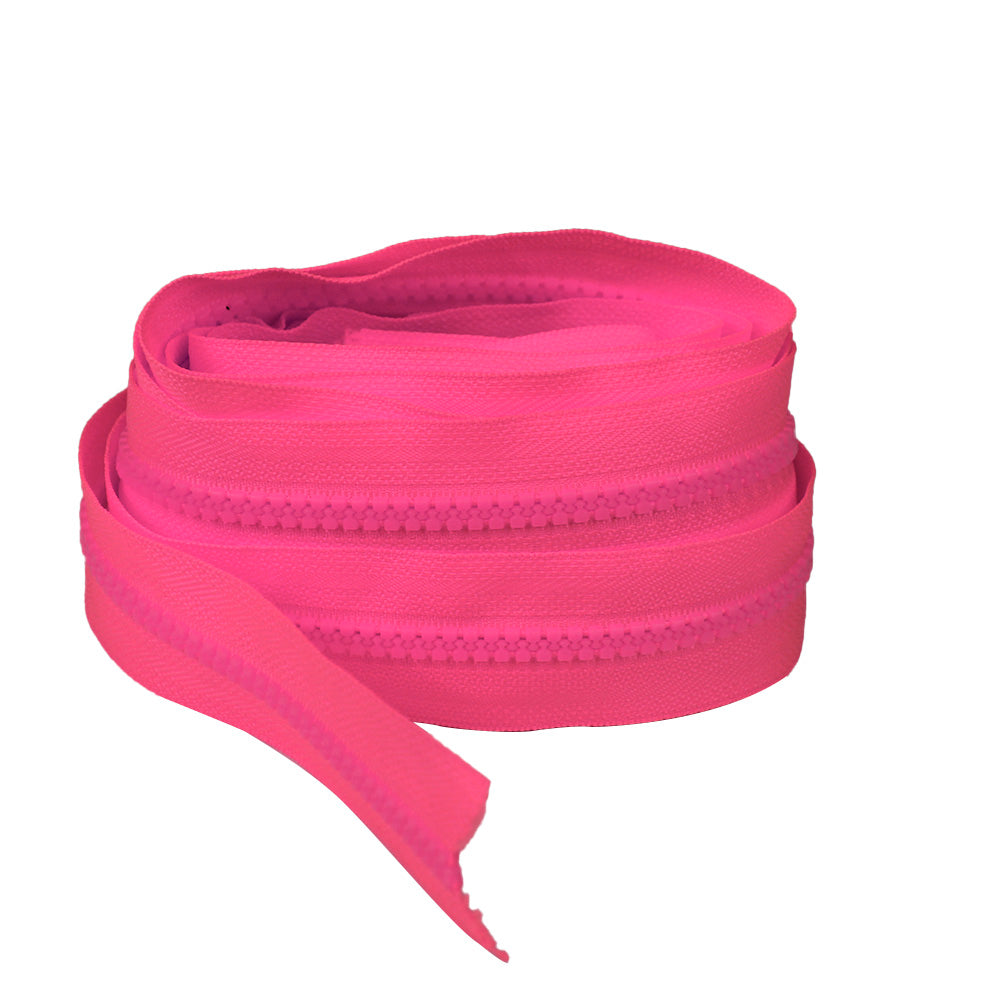 ZIPER Nº6 TRATORADO POLIESTER COR ROSA NEON 10 METROS — Plasticos